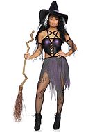 Trollkvinna, maskeradklänning med pentagram, revor och glitter